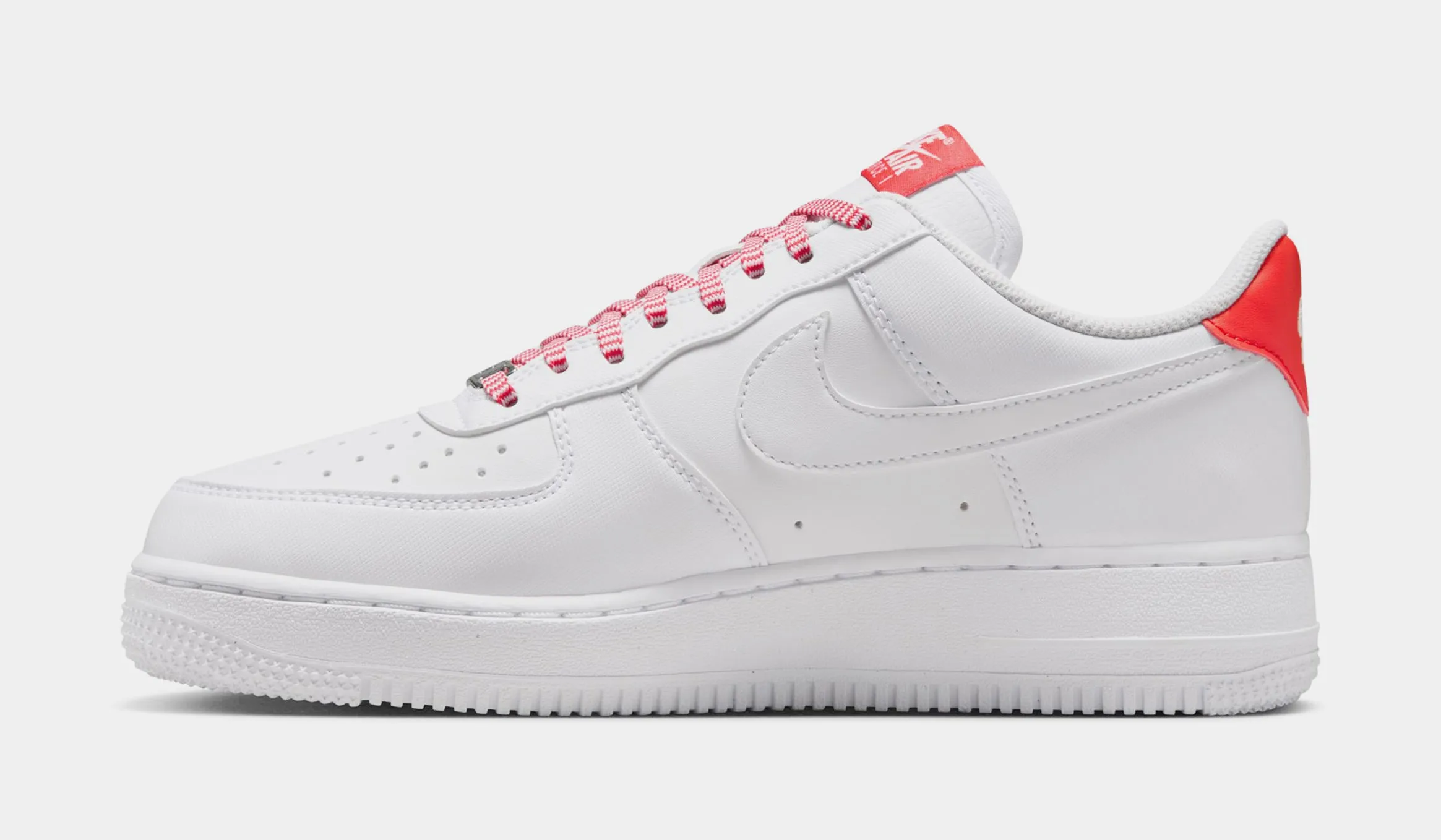 Air Force 1 Womens Lifestyle Shoes (White/Pink Foam/Metallic Silver/Light Crimson)