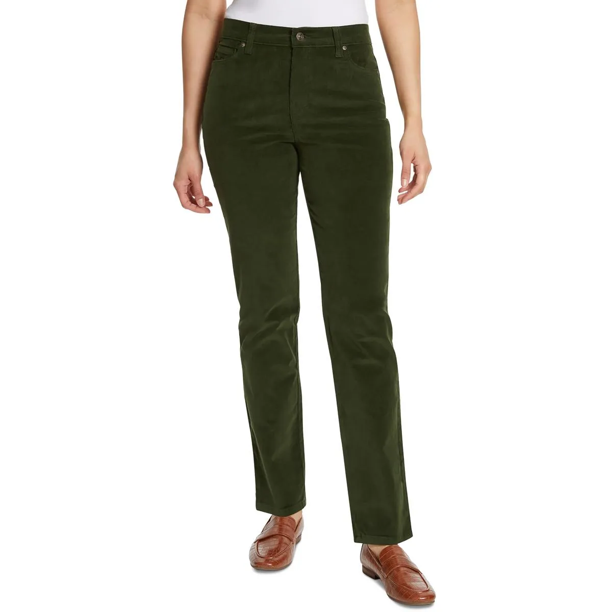 Amanda Womens Slimming High Rise Straight Leg Pants