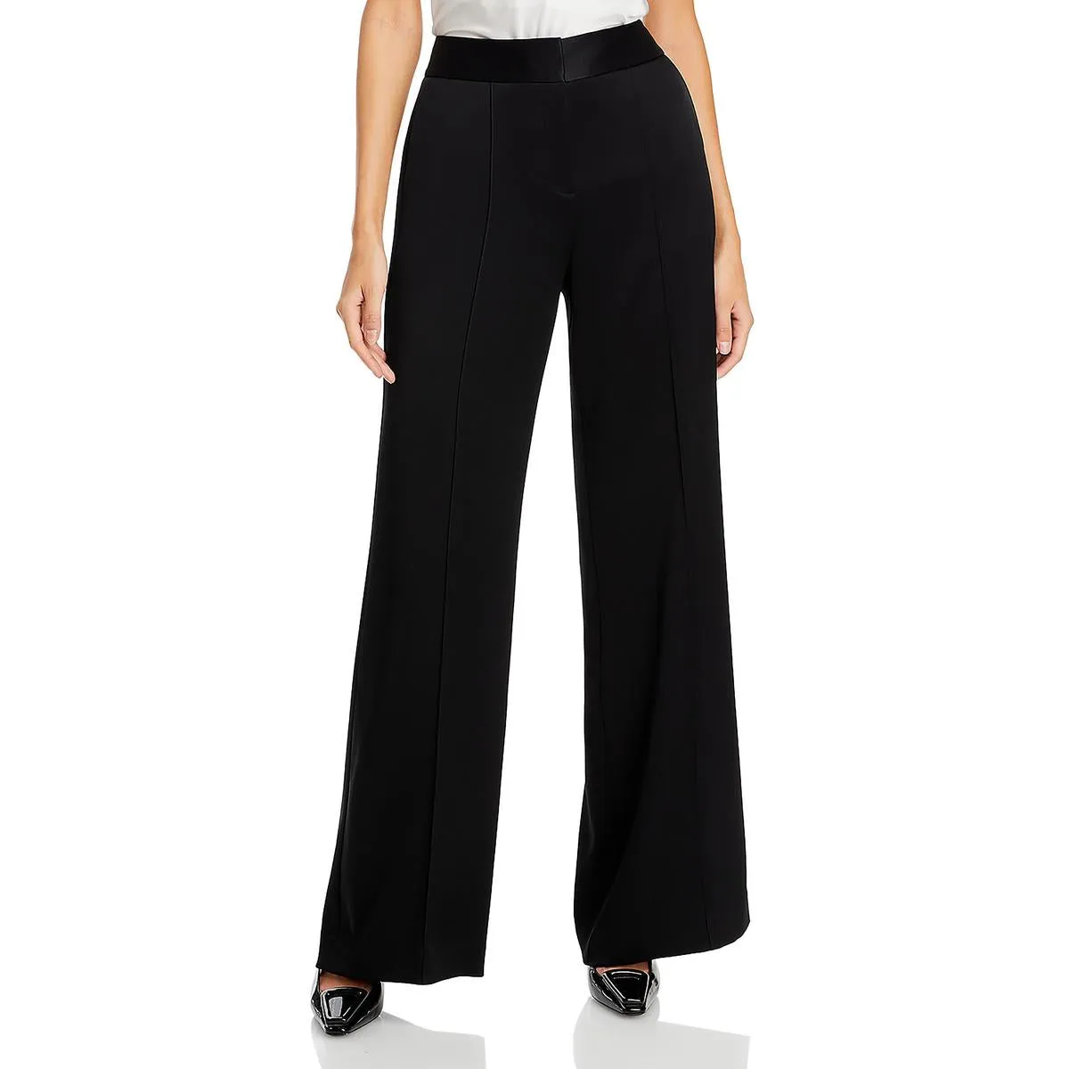 Andi Womens High Rise Pintuck Wide Leg Pants