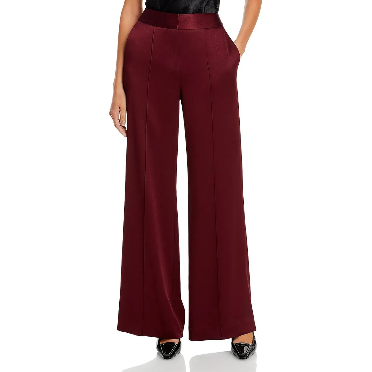 Andi Womens High Rise Pintuck Wide Leg Pants