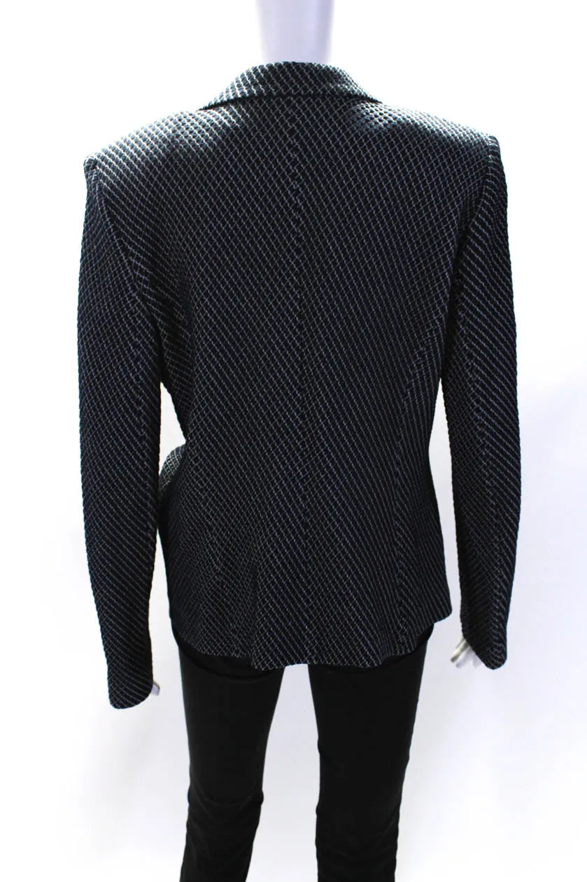 Armani Collezioni  Womens Single Button Jacket Navy Blue White