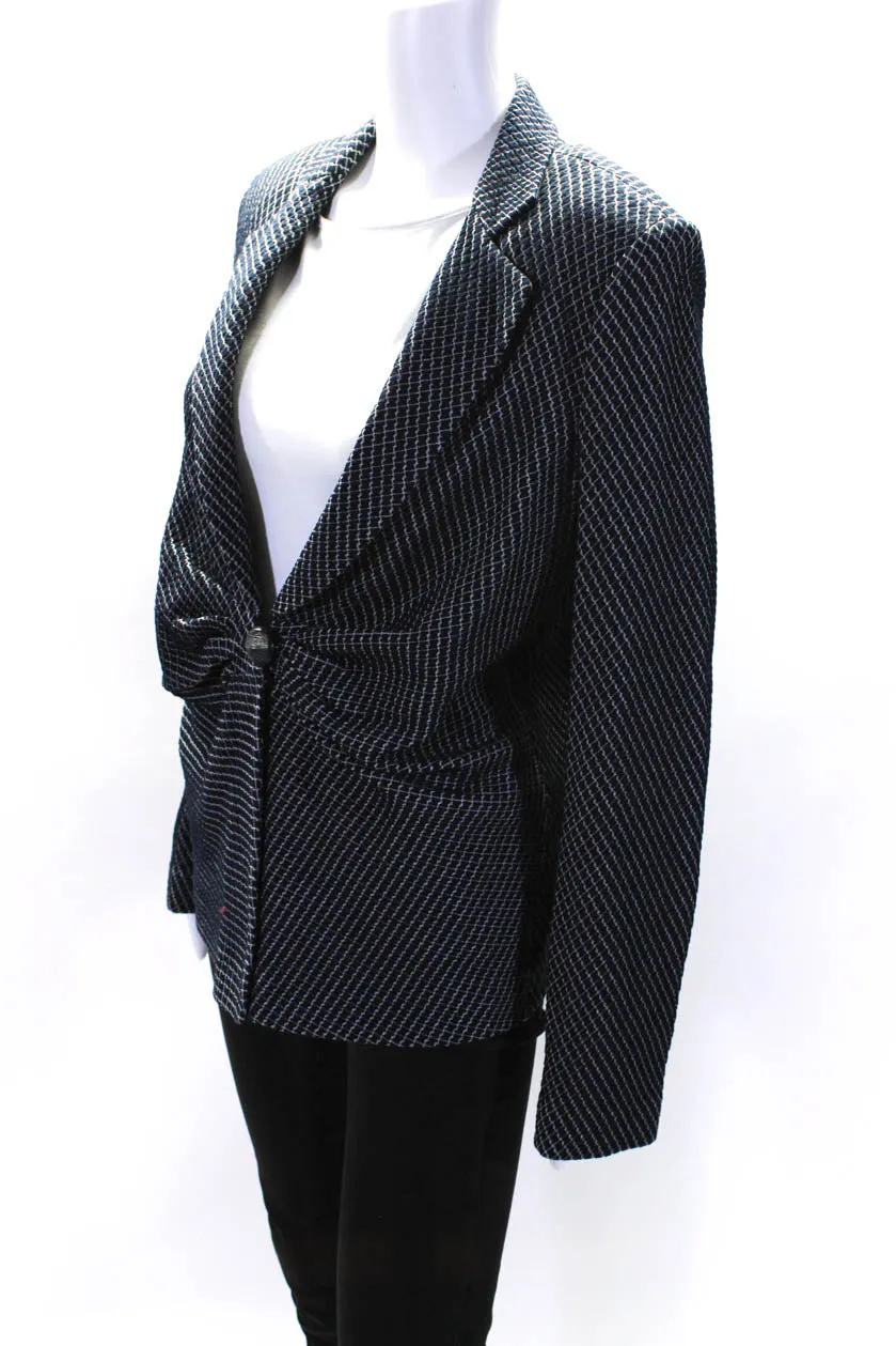 Armani Collezioni  Womens Single Button Jacket Navy Blue White