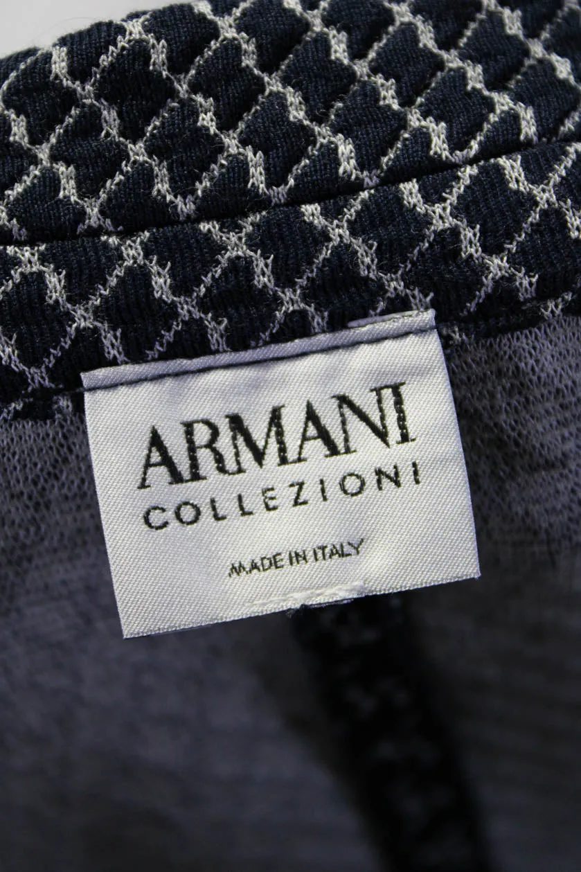 Armani Collezioni  Womens Single Button Jacket Navy Blue White