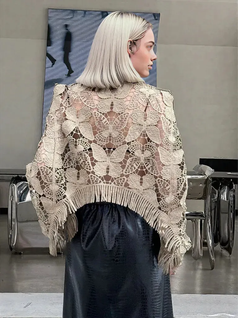 Butterfly Lace Sweater – Black & Khaki