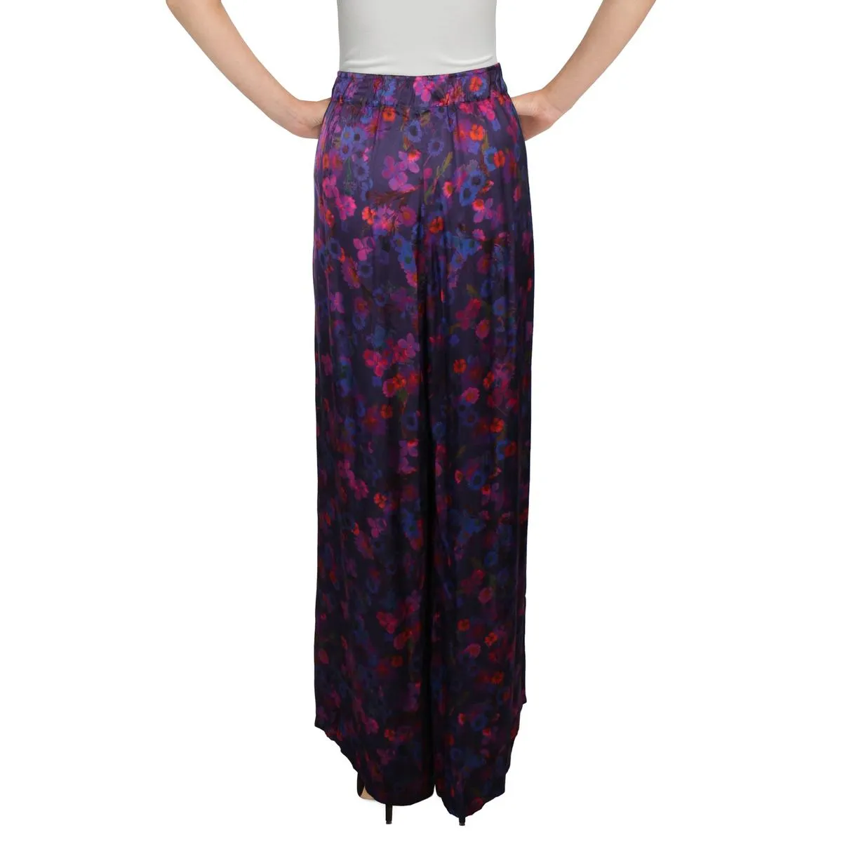 Claude Womens High Rise Wide Leg Palazzo Pants