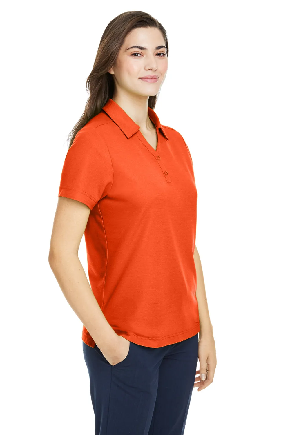 Core 365 Womens Fusion ChromaSoft Performance Moisture Wicking Pique Short Sleeve Polo Shirt - Campus Orange