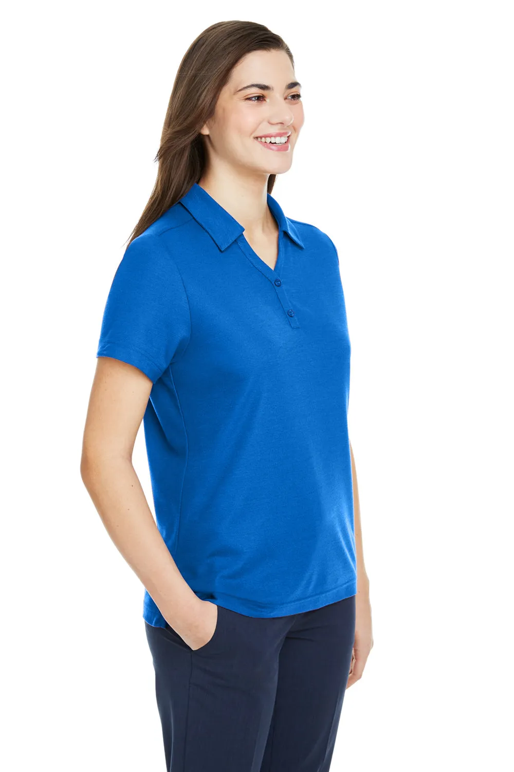 Core 365 Womens Fusion ChromaSoft Performance Moisture Wicking Pique Short Sleeve Polo Shirt - True Royal Blue