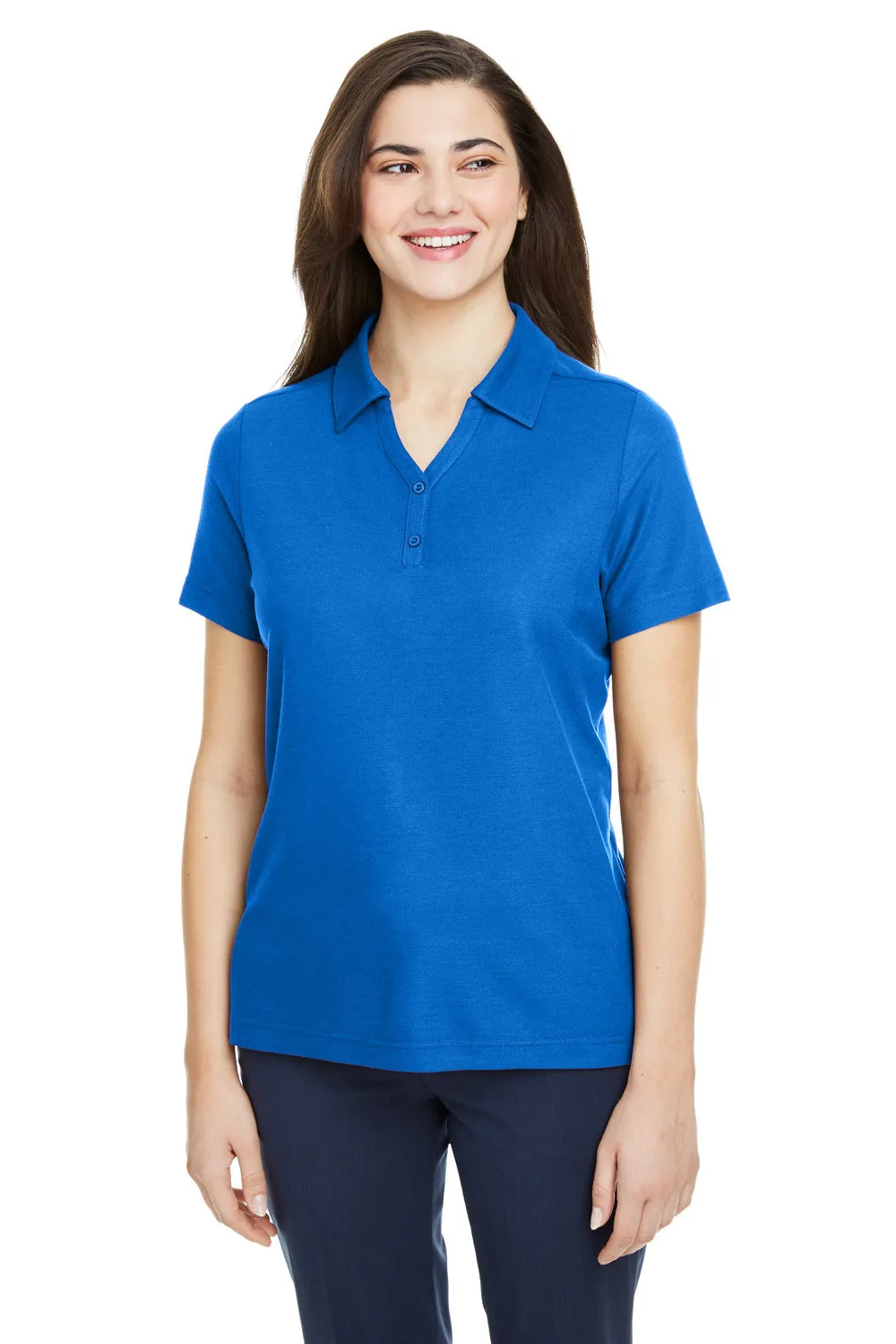 Core 365 Womens Fusion ChromaSoft Performance Moisture Wicking Pique Short Sleeve Polo Shirt - True Royal Blue