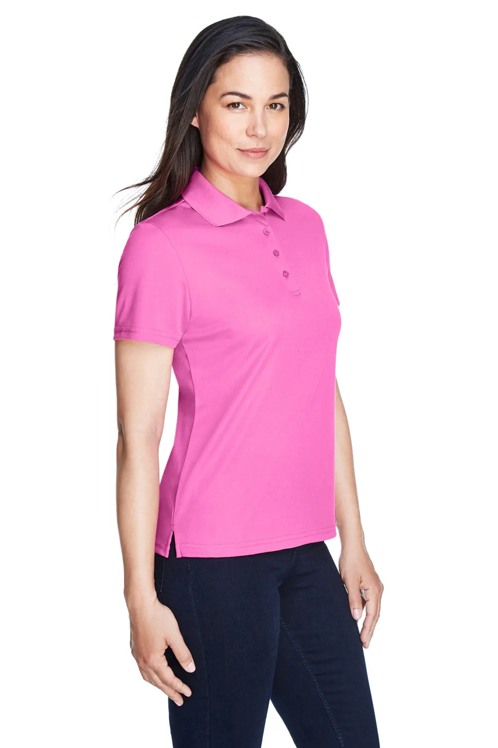 Core 365 Womens Origin Performance Moisture Wicking Short Sleeve Polo Shirt - Charity Pink