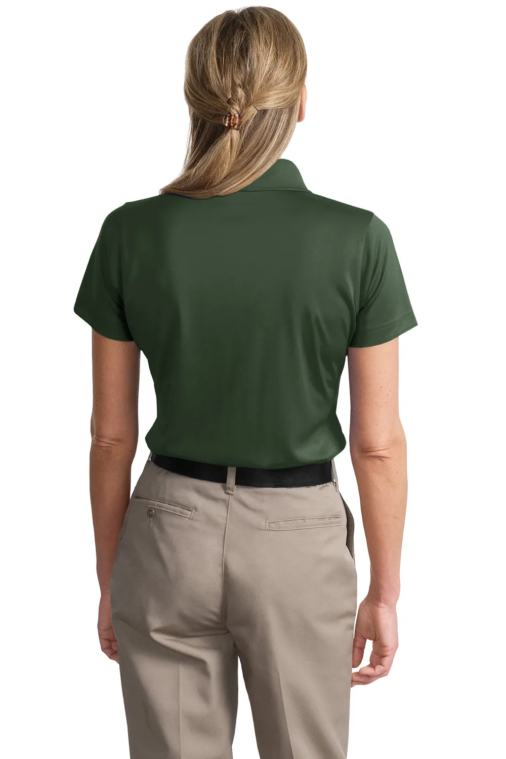 CornerStone Womens Select Moisture Wicking Short Sleeve Polo Shirt - Dark Green - Closeout