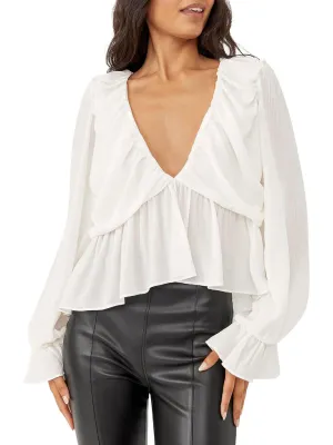 Daia Womens Boho V-Neck Peplum Top