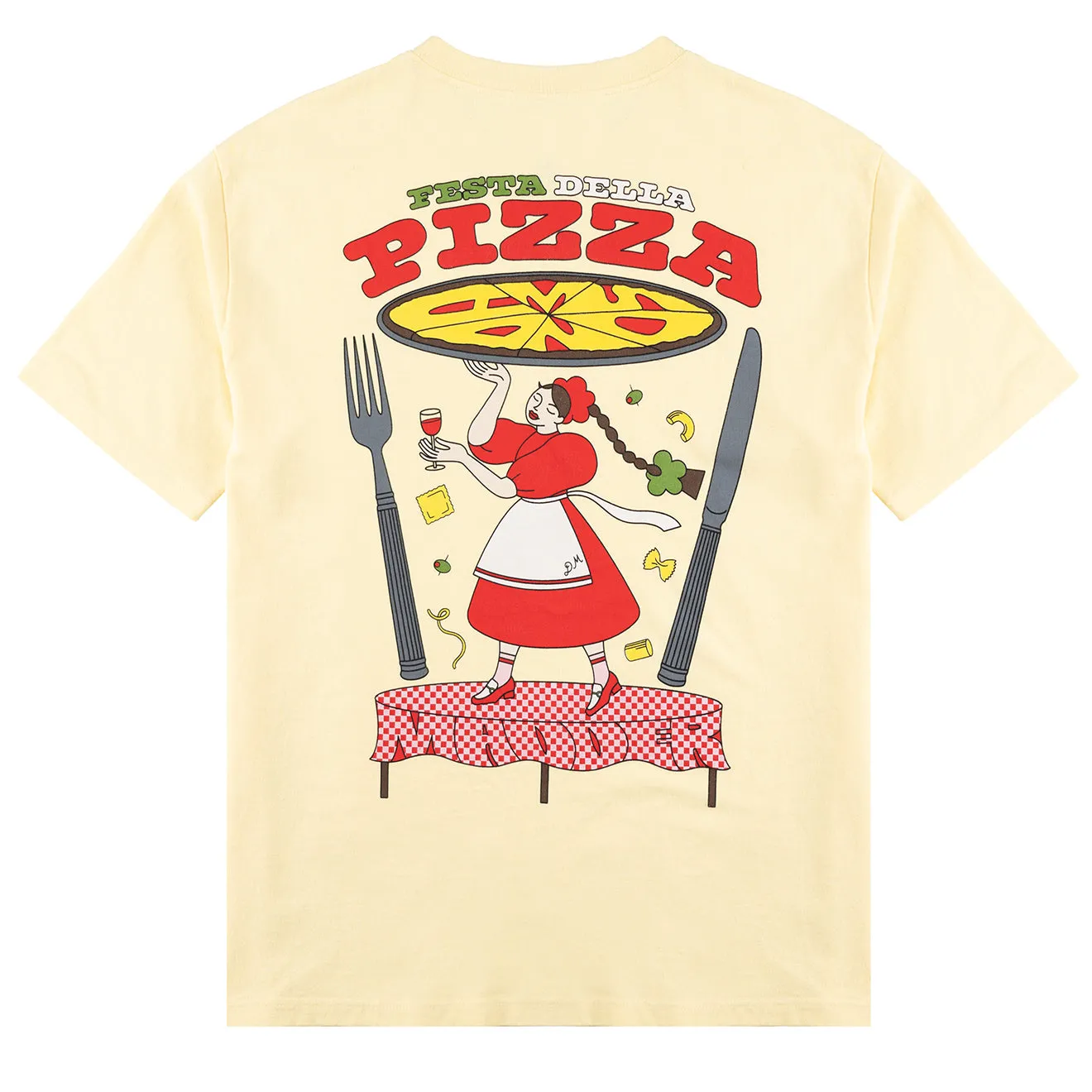 Damson Madder Pizza Party Boyfriend Tee Yellow