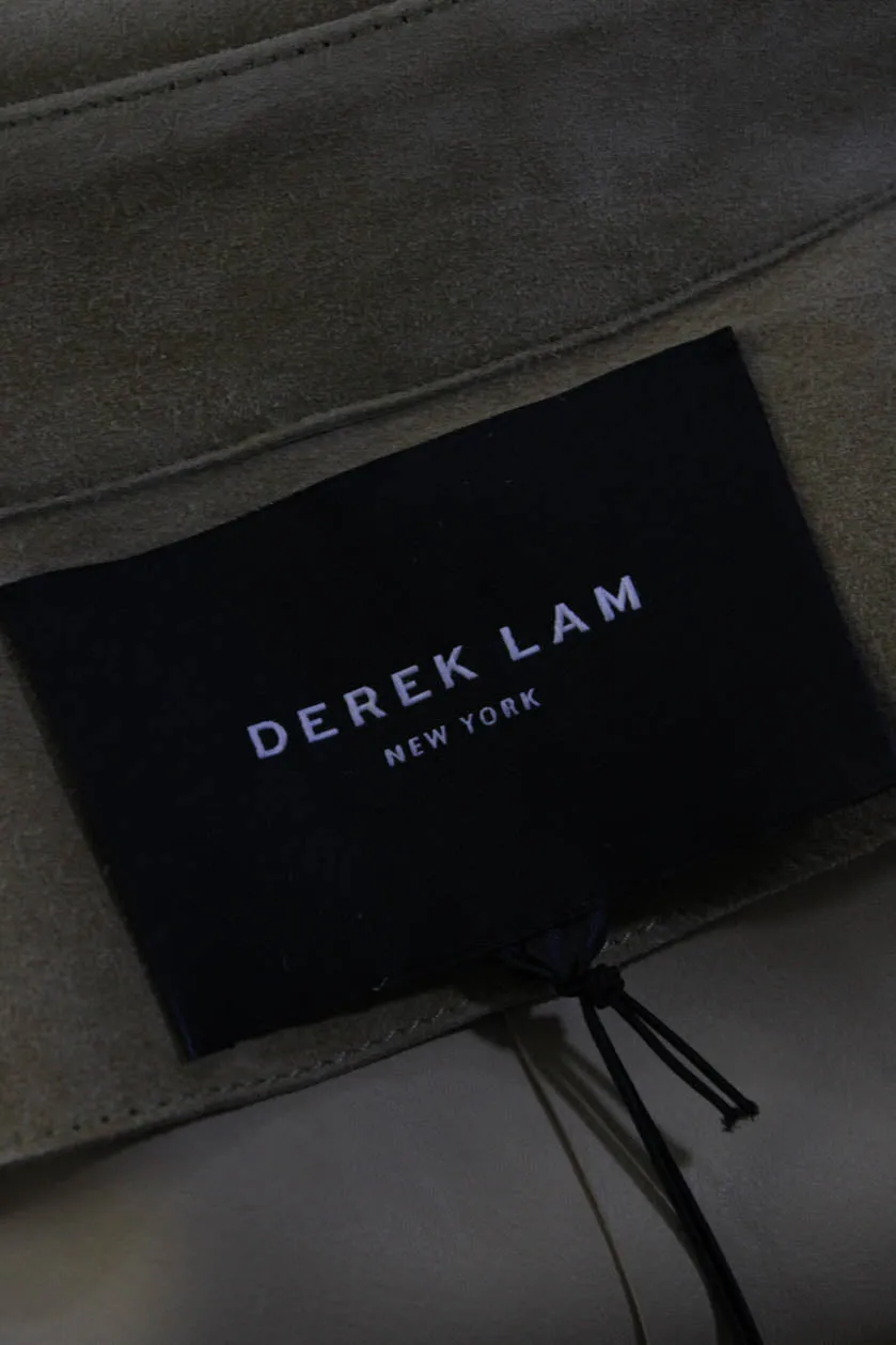 Derek Lam Womens Suede Belted Wrap Coat Ginger Beige
