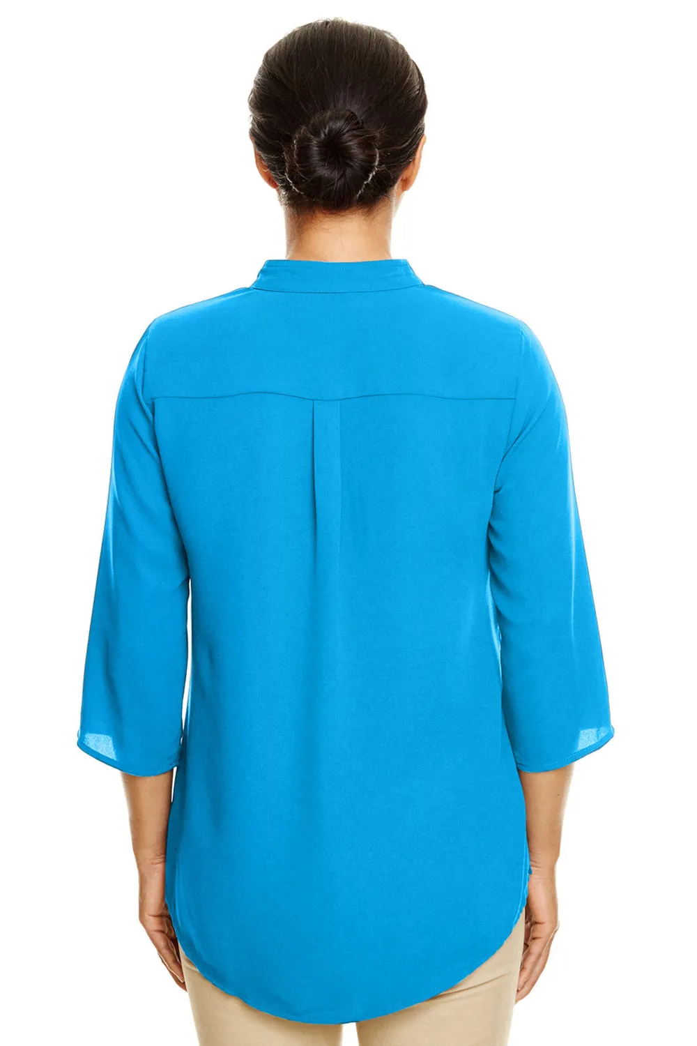 Devon & Jones Womens Perfect Fit Short Sleeve 1/4 Zip Crepe Tunic - Ocean Blue