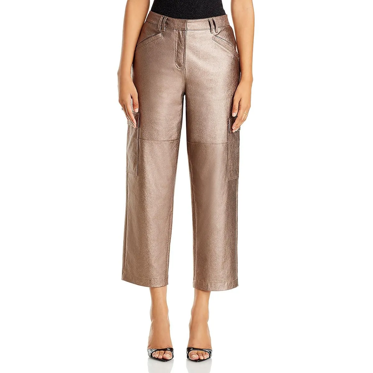 Diana Womens Metallic Cargo Cropped Pants