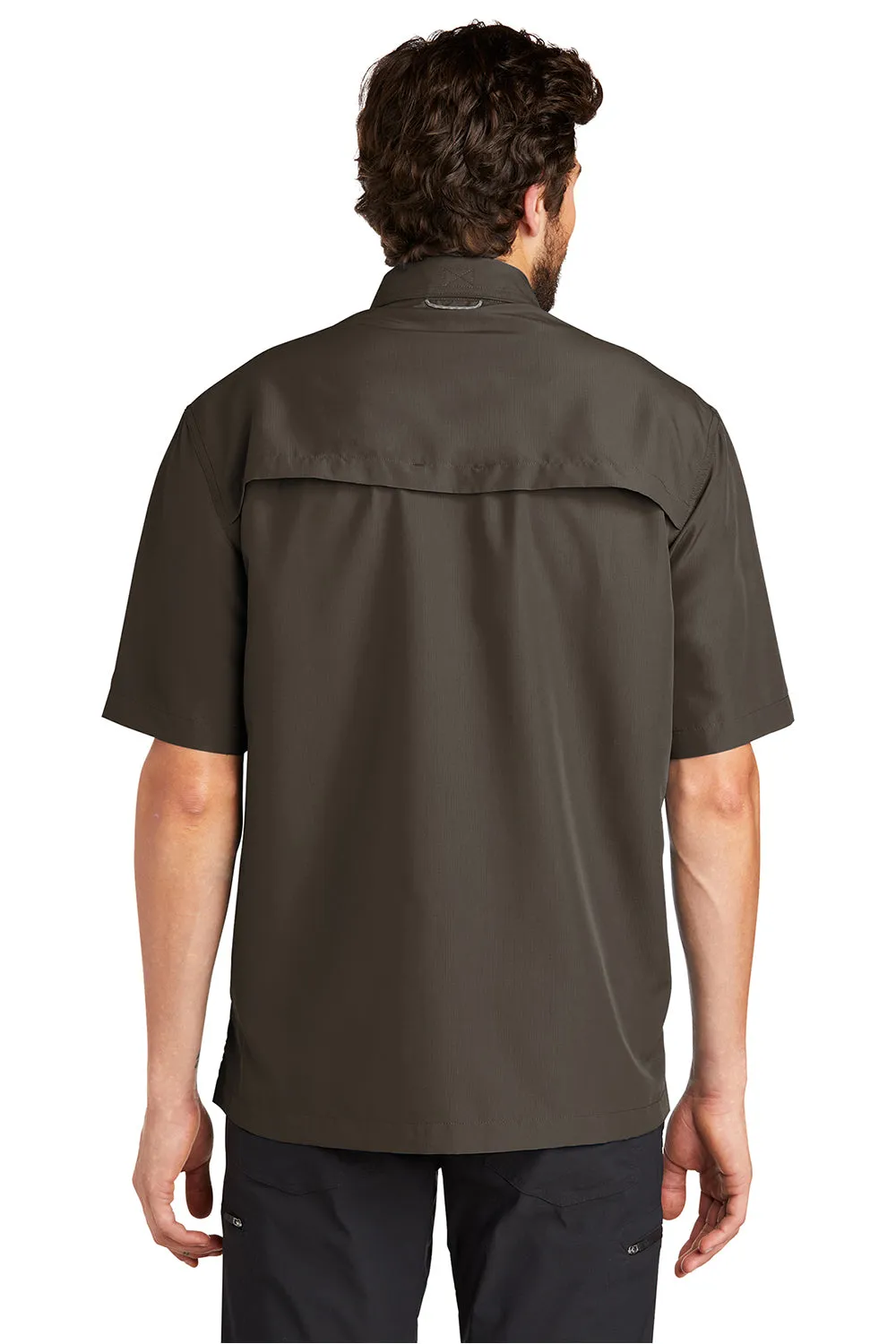 Eddie Bauer Mens Performance Fishing Moisture Wicking Short Sleeve Button Down Shirt w/ Double Pockets - Boulder