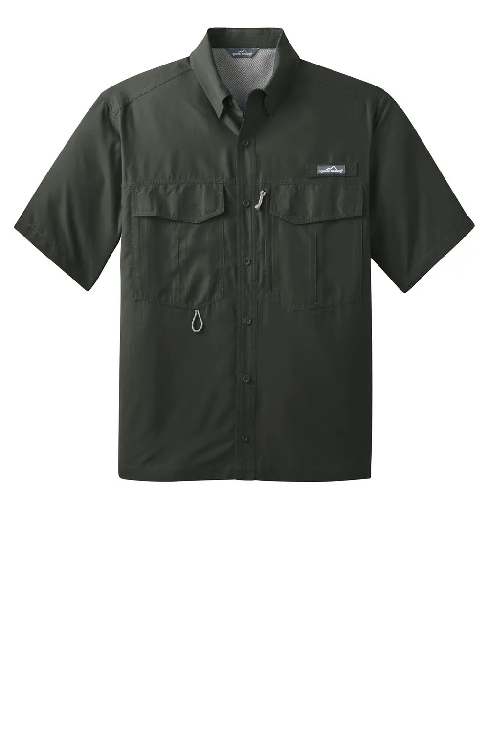 Eddie Bauer Mens Performance Fishing Moisture Wicking Short Sleeve Button Down Shirt w/ Double Pockets - Boulder