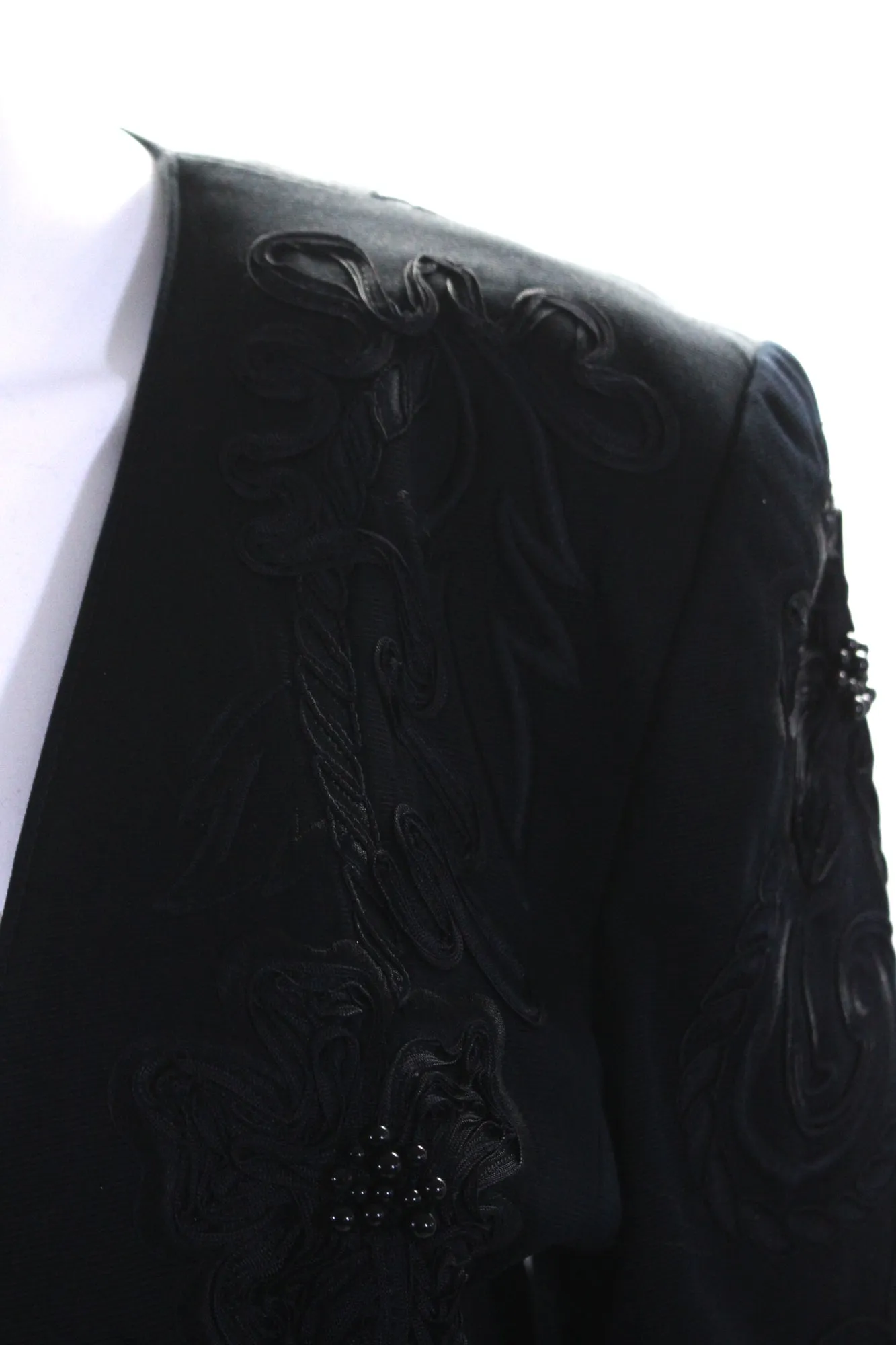 Escada Margaretha Ley Womens Single Button Embroidered Jacket Navy