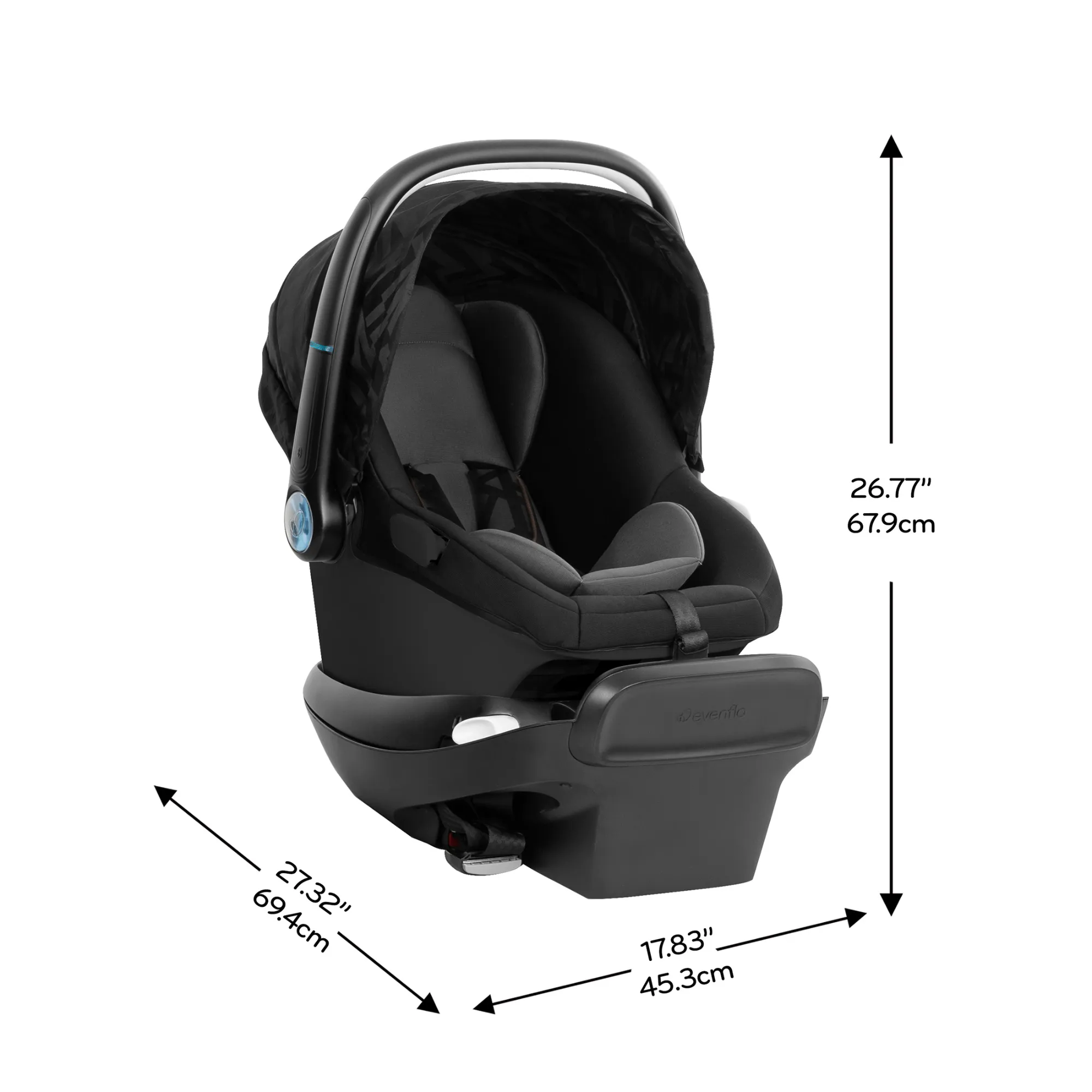 EVENFLO Intuity   Travel System with Revolve180 LiteMax NXT Rotational Infant Car Seat & Sensor Sooth - Dubhan Black