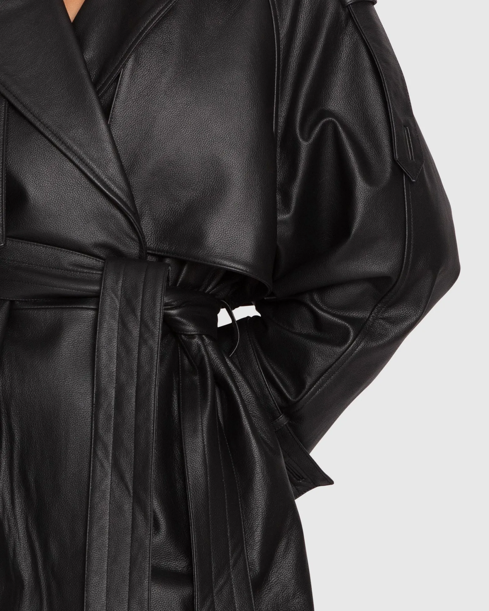 Forevermore Leather Trench Coat - Black