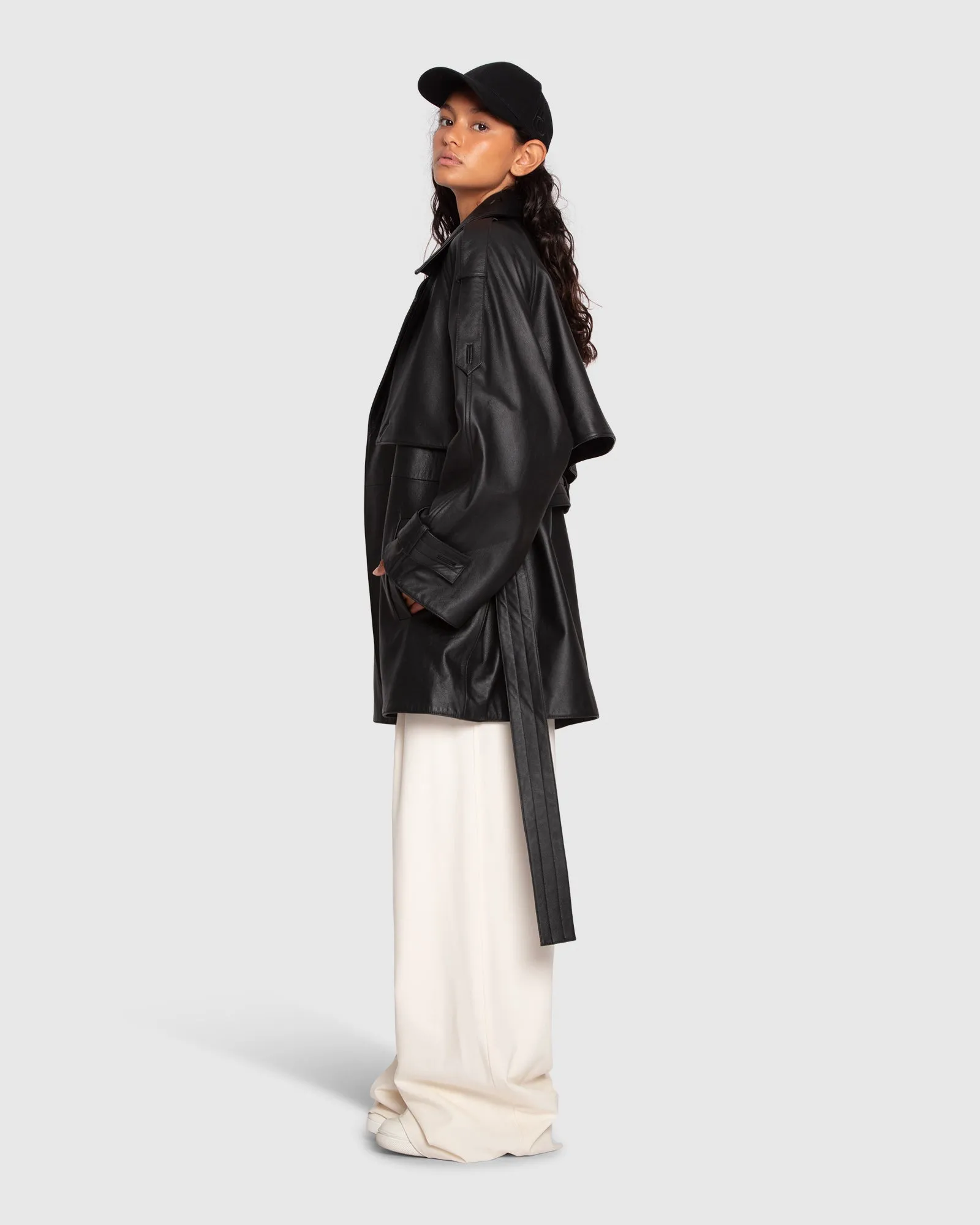 Forevermore Leather Trench Coat - Black