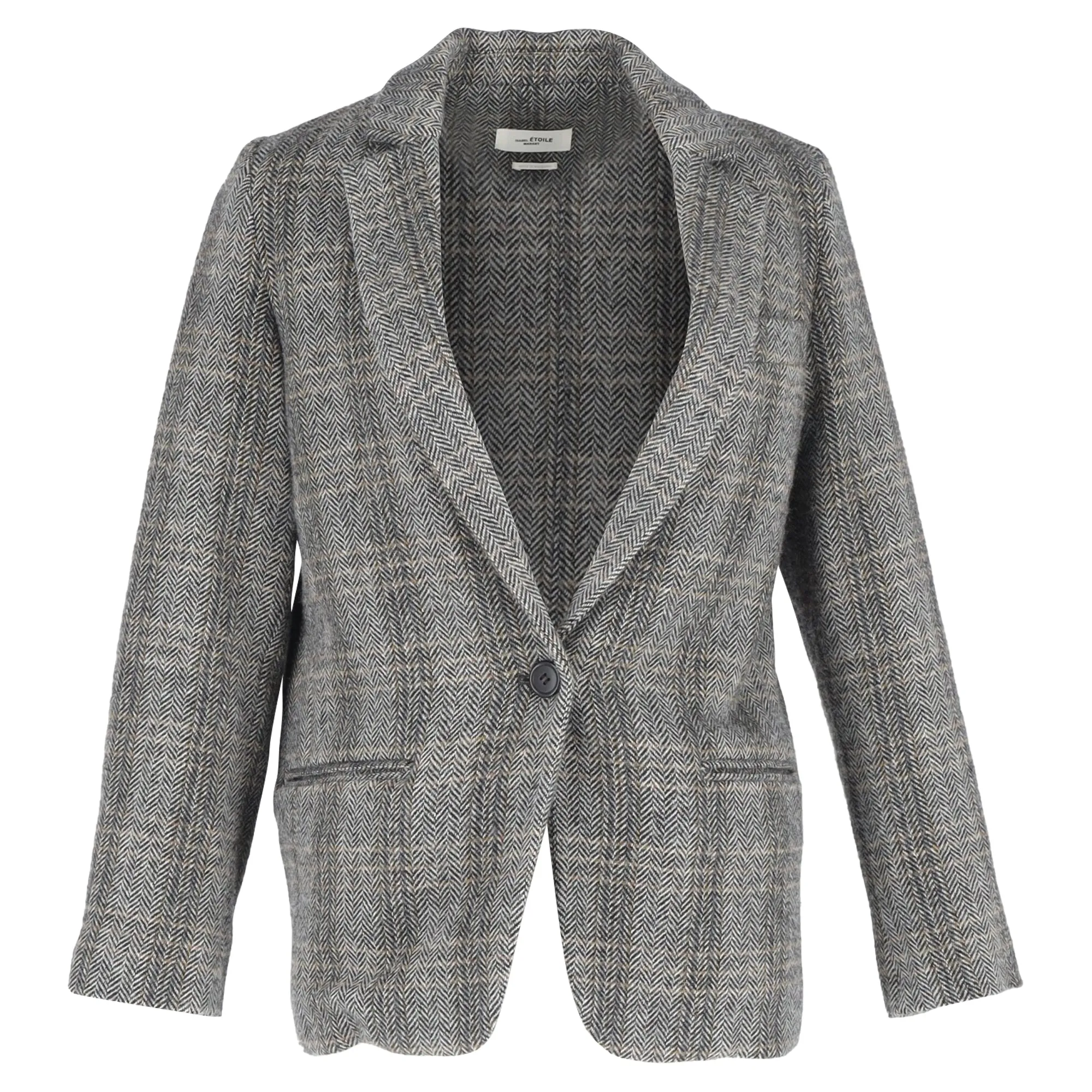 Isabel Marant Etoile Charly Herringbone Blazer in Grey Wool