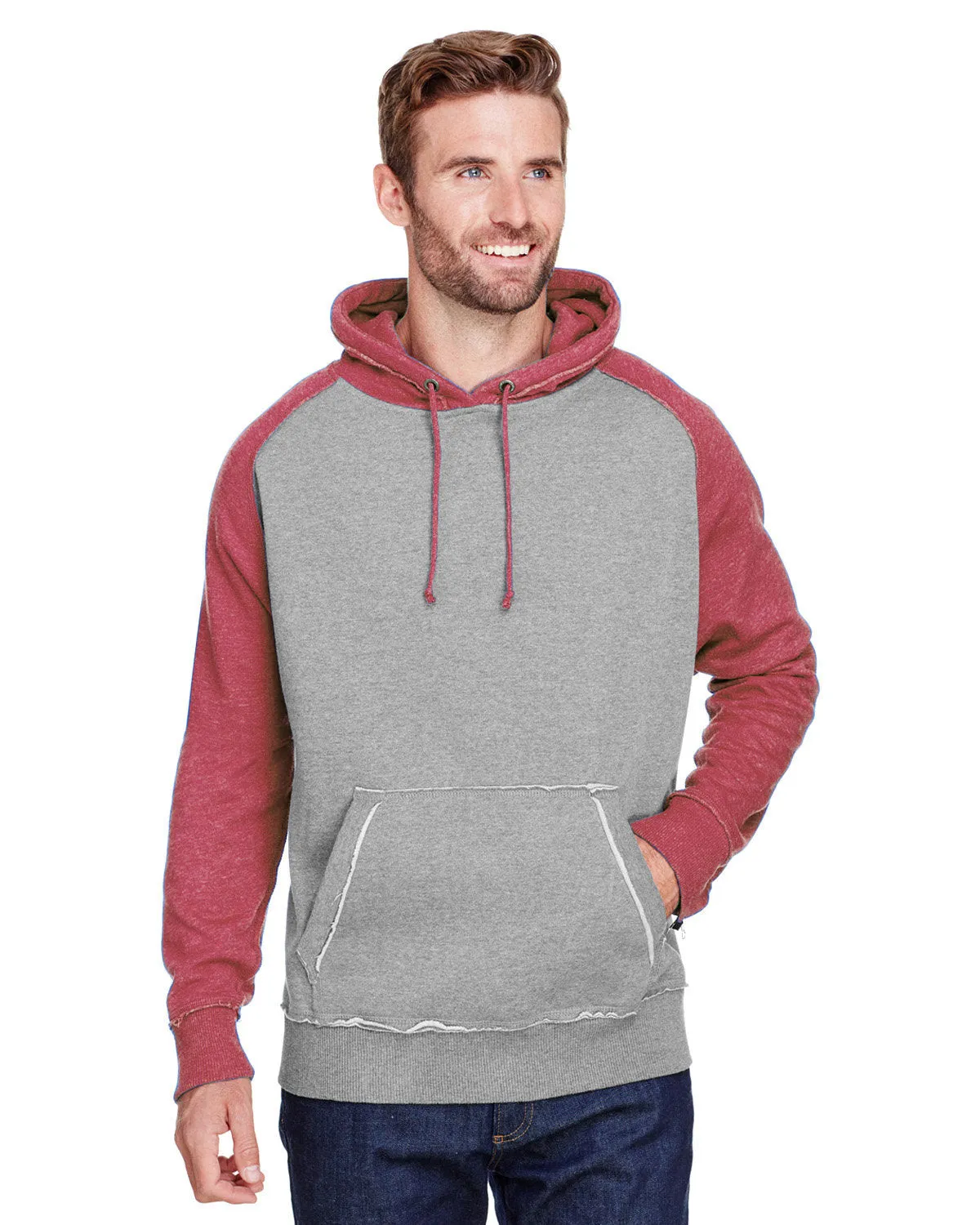J America JA8885 Adult Vintage Heather Pullover Hooded Sweatshirt