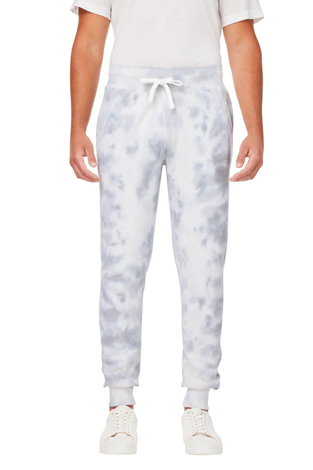 J America Mens Tie-Dye Fleece Jogger Sweatpants w/ Pockets - Grey