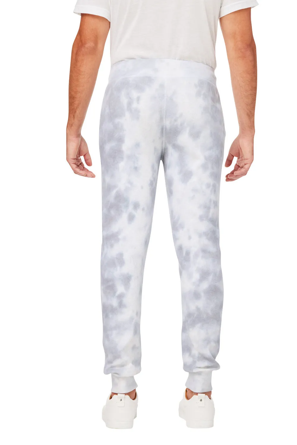 J America Mens Tie-Dye Fleece Jogger Sweatpants w/ Pockets - Grey