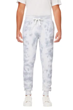 J America Mens Tie-Dye Fleece Jogger Sweatpants w/ Pockets - Grey