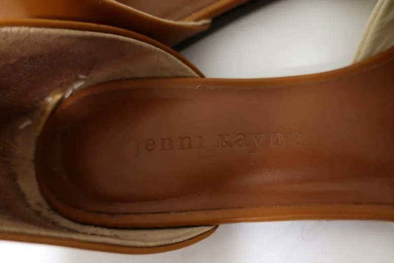 Jenni Kayne d'Orsay Flats Cream Snakeskin & Brown Leather Size 37.5