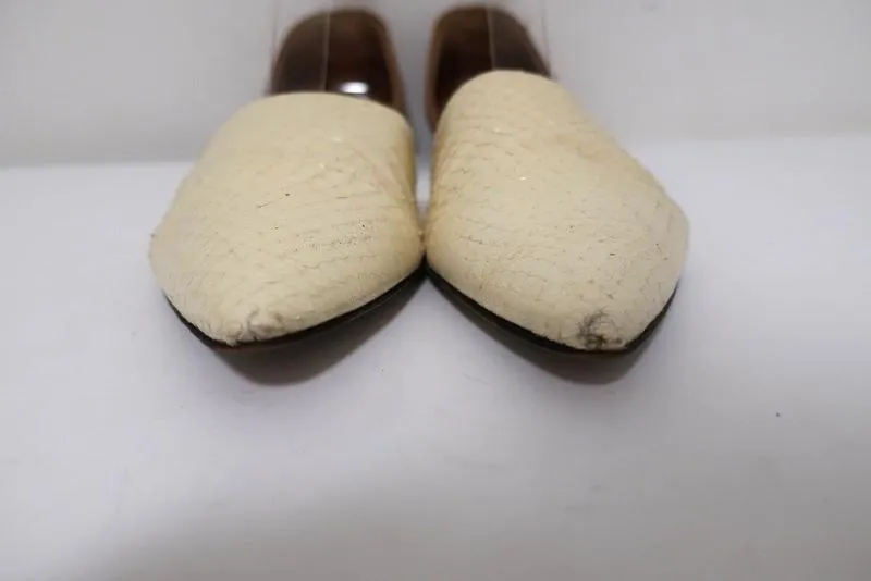 Jenni Kayne d'Orsay Flats Cream Snakeskin & Brown Leather Size 37.5