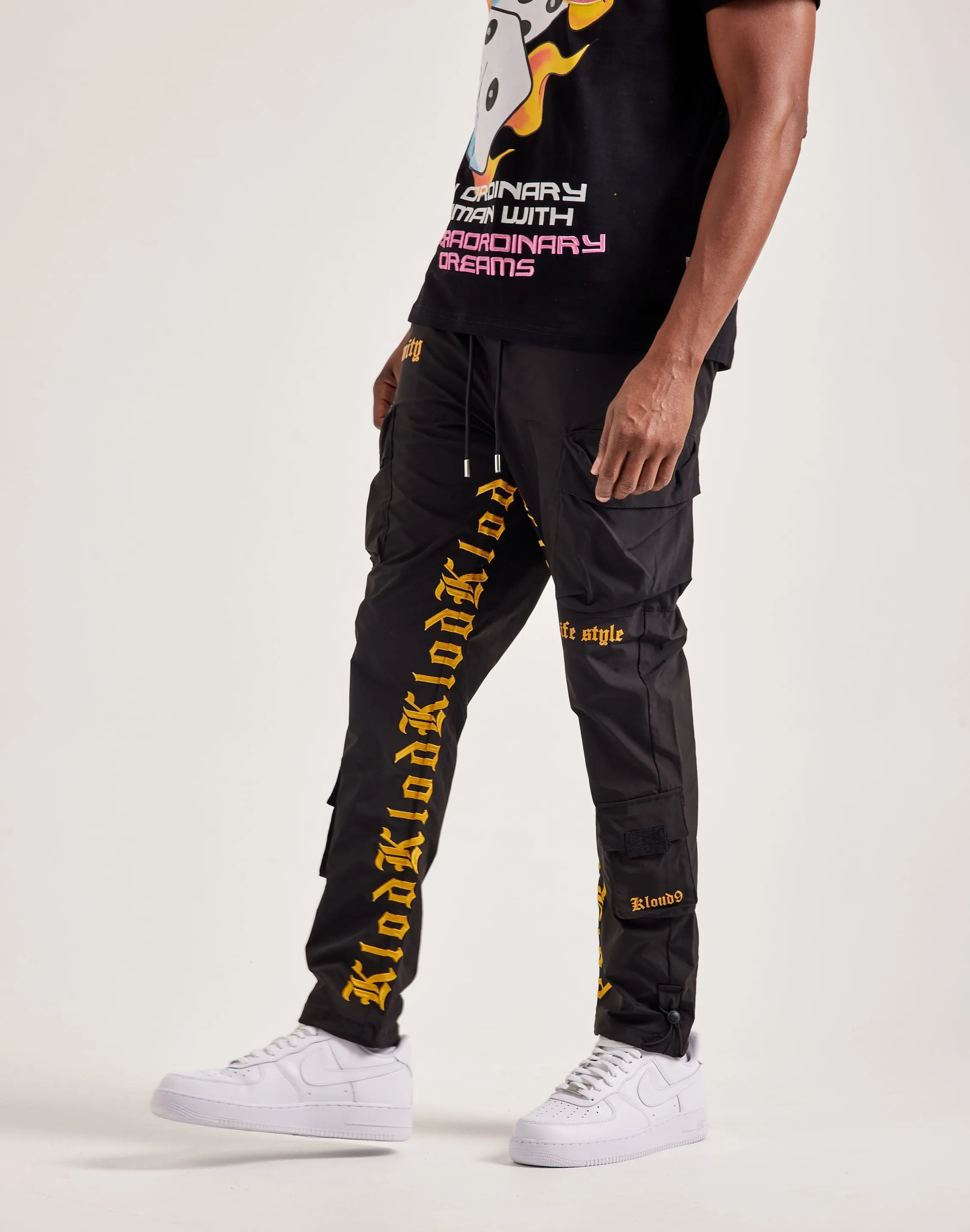 Kloud 9  Nylon Cargo Embroidery Pants