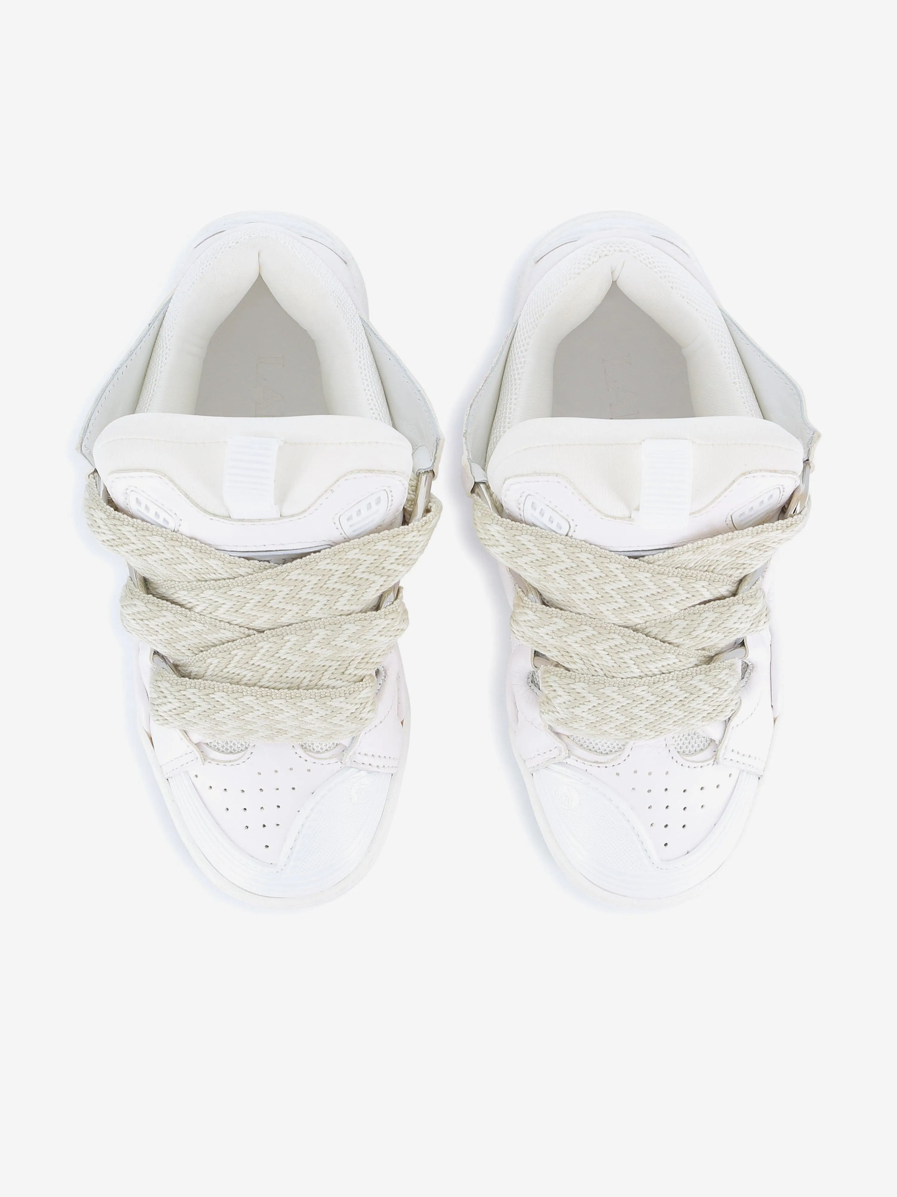 Lanvin Kids Leather Curb Trainers in White