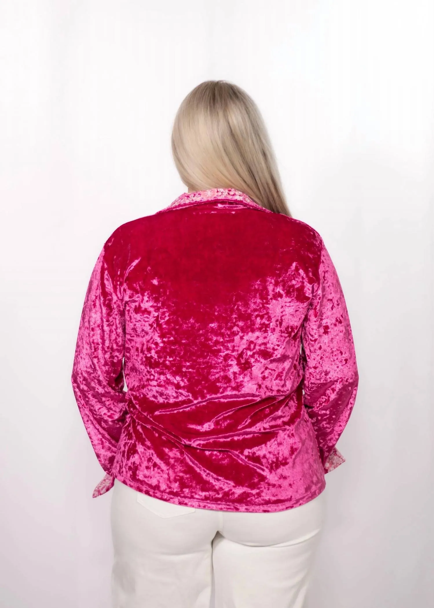 Leeann Top In Pink Velvet