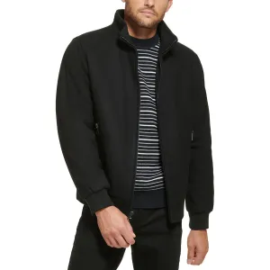 Mens Ribbed Trim  Wool Bomber Jacket