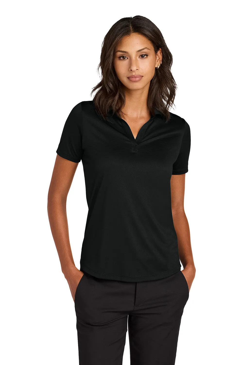 Mercer Mettle Womens Recharge Moisture Wicking Short Sleeve Polo Shirt - Deep Black