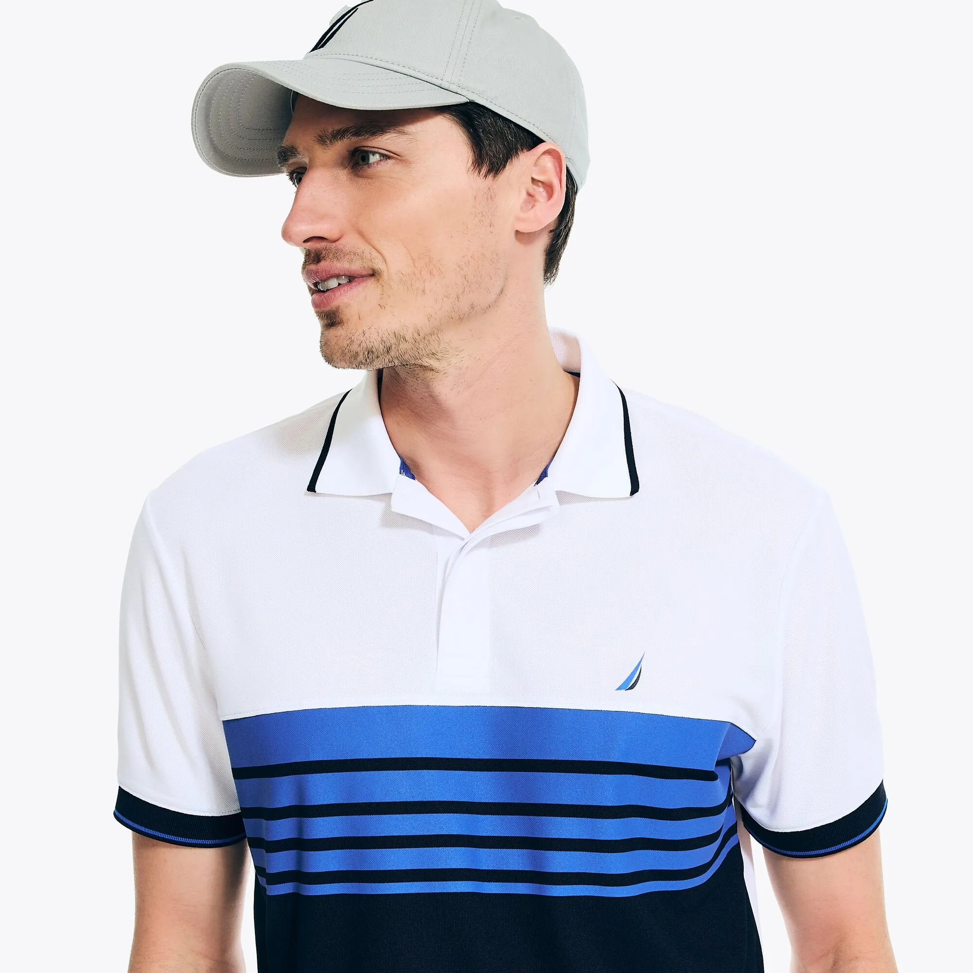 Nautica Mens Navtech Classic Fit Chest-Stripe Polo
