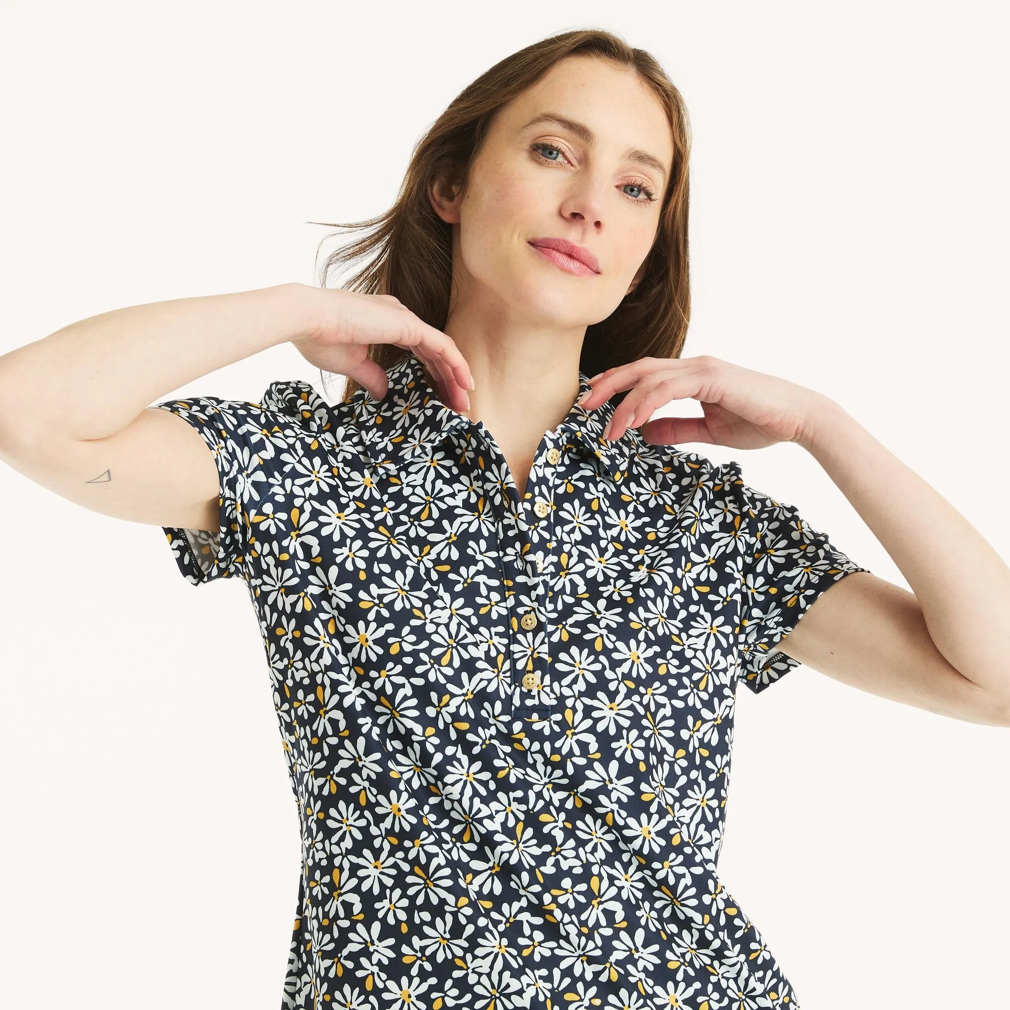Nautica Womens Soft Touch Floral Print Polo