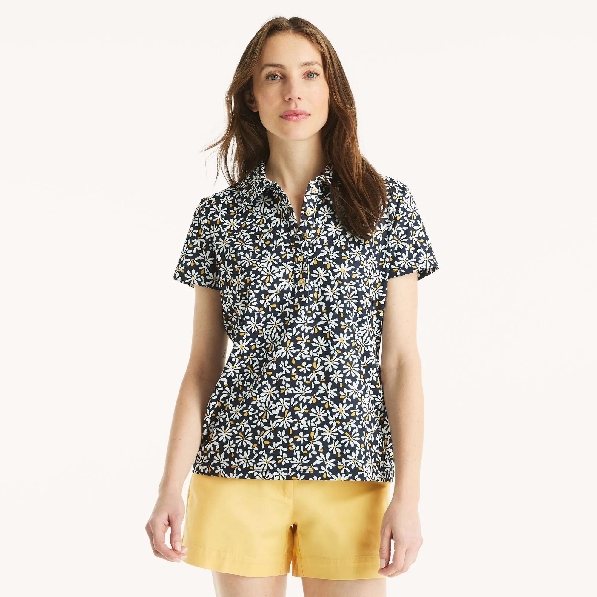 Nautica Womens Soft Touch Floral Print Polo
