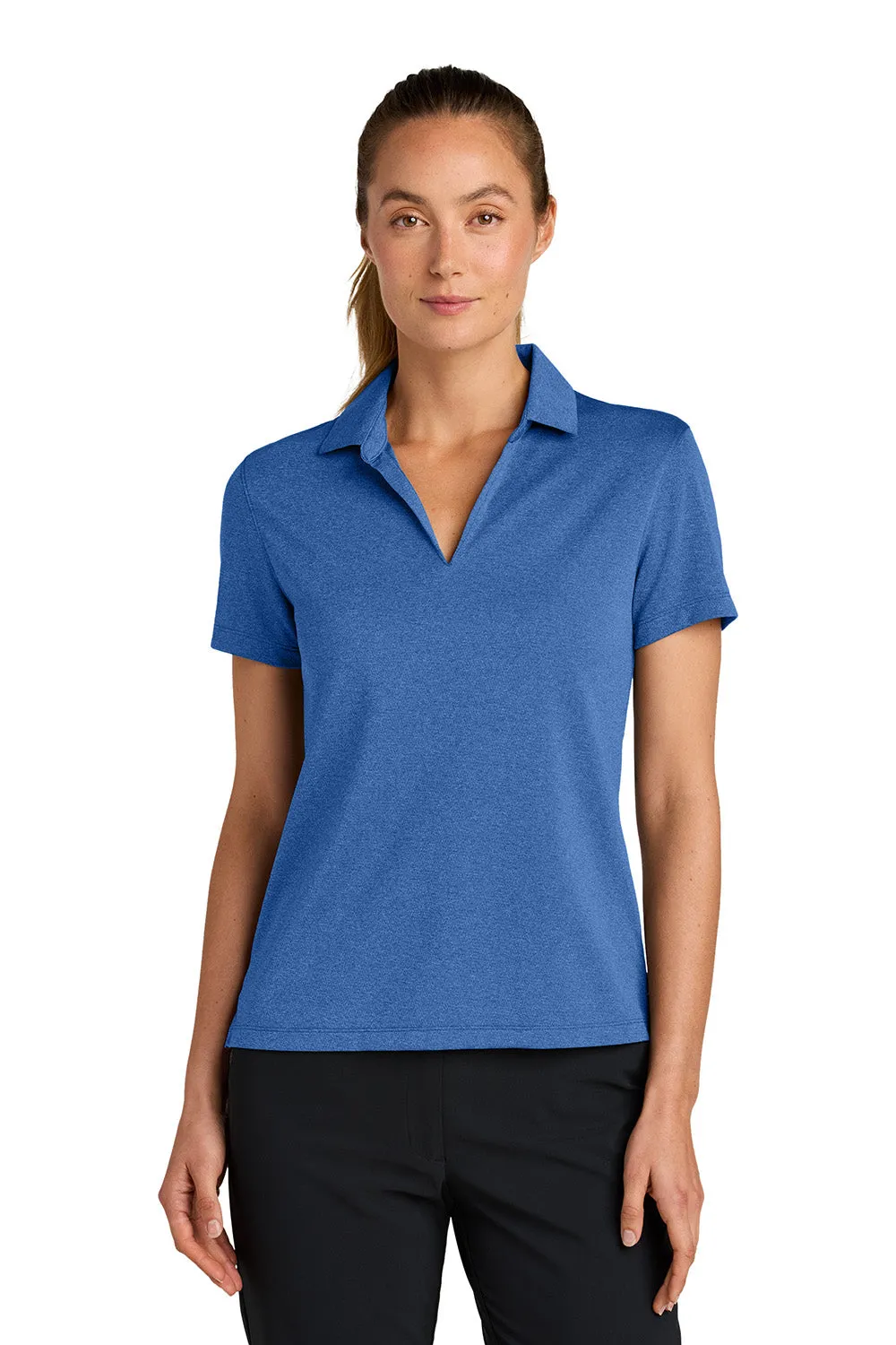Nike Womens Dri-Fit Moisture Wicking Smooth Heather Short Sleeve Polo Shirt - Heather Game Royal Blue