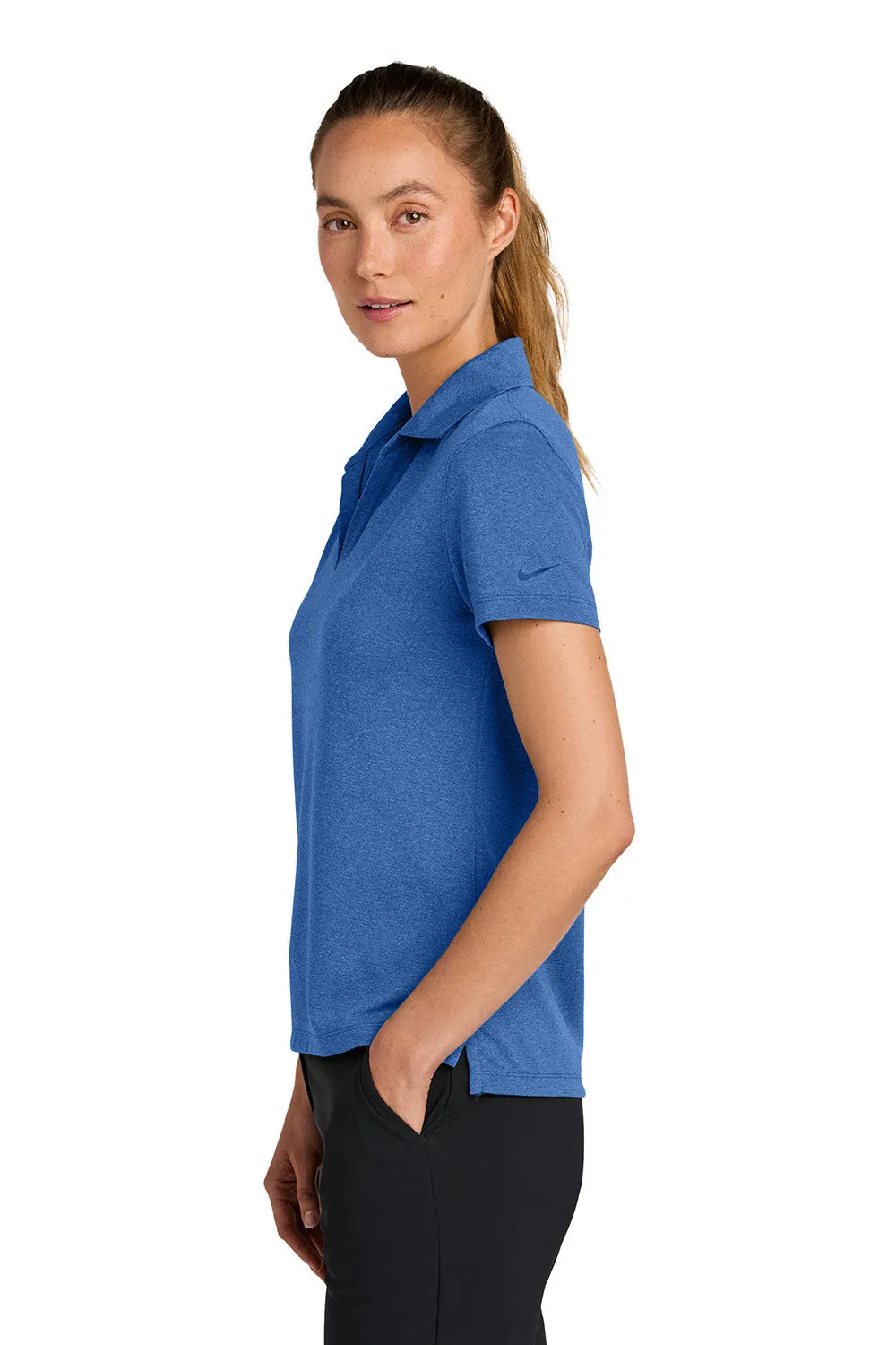 Nike Womens Dri-Fit Moisture Wicking Smooth Heather Short Sleeve Polo Shirt - Heather Game Royal Blue