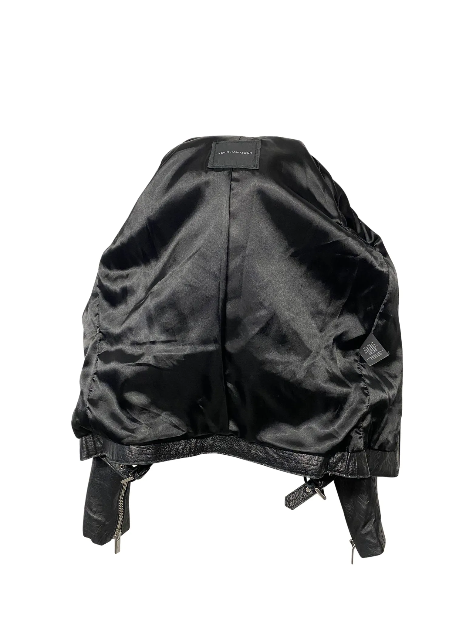 Nour Hammour Finn Racoon Jacket in Black Lambskin Leather