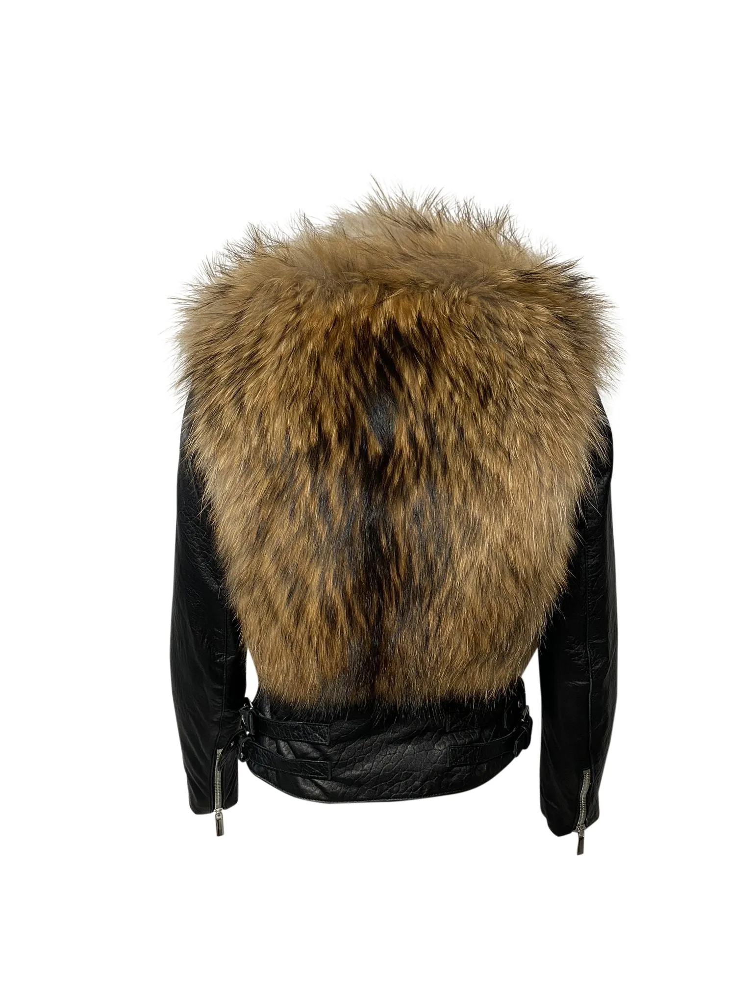 Nour Hammour Finn Racoon Jacket in Black Lambskin Leather