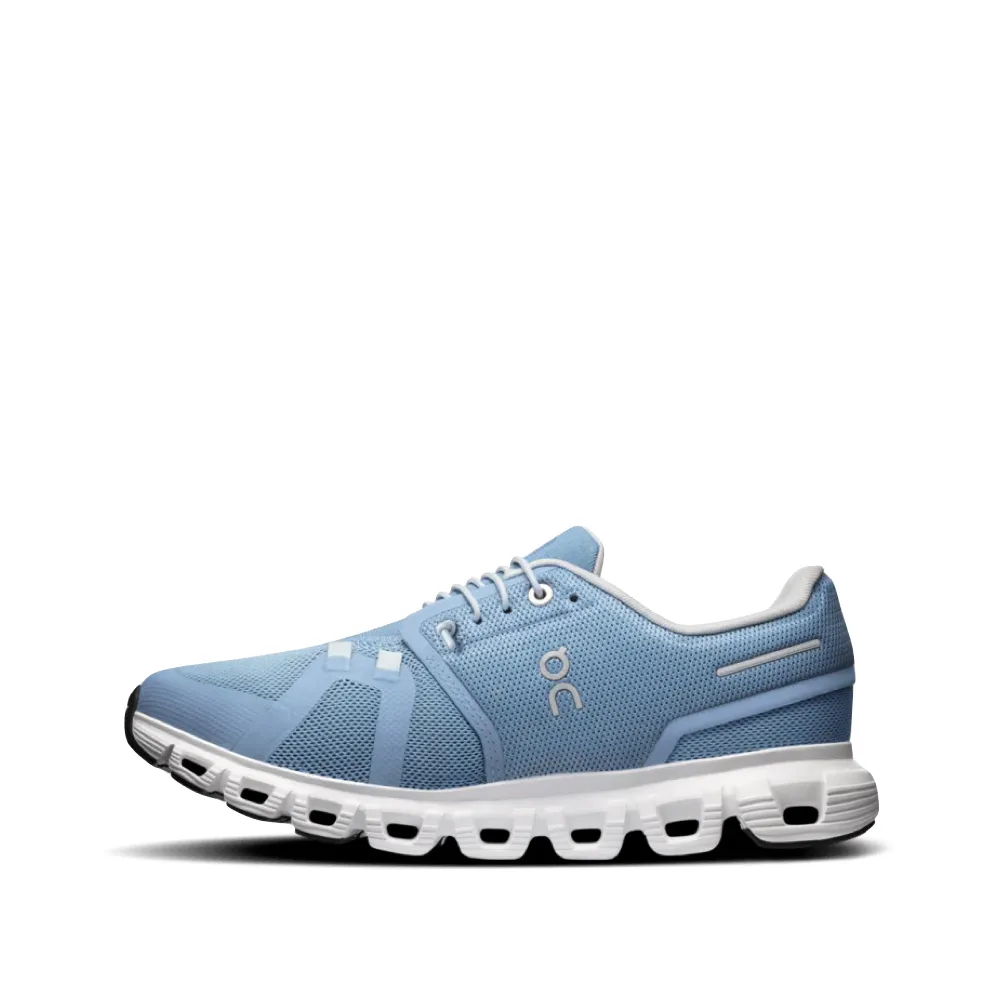 On Women's Cloud 6 Sneaker in Chambray/White