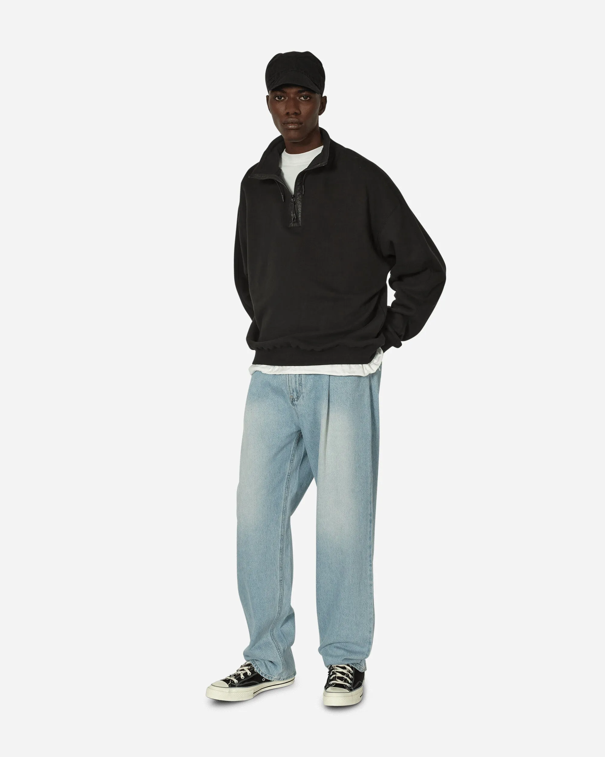 One Tuck Wide Denim Pants Light Blue