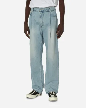 One Tuck Wide Denim Pants Light Blue