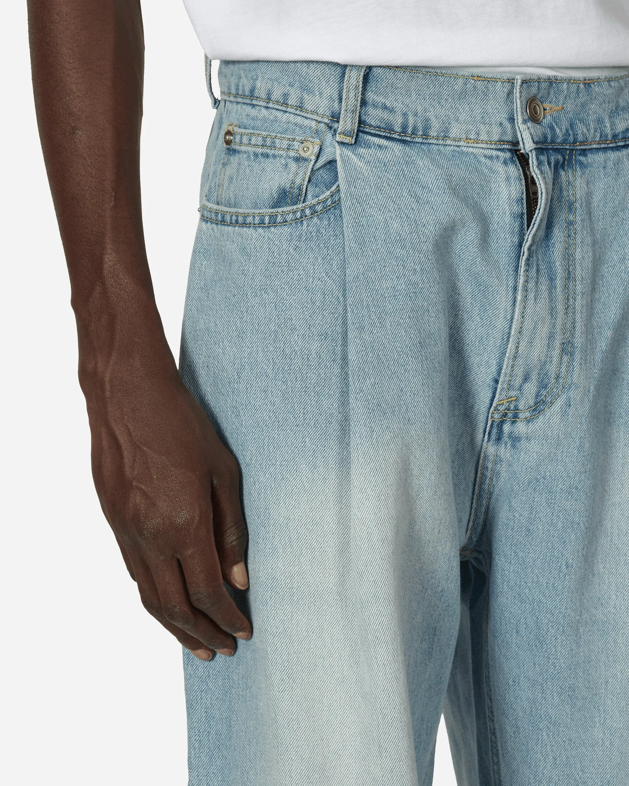 One Tuck Wide Denim Pants Light Blue