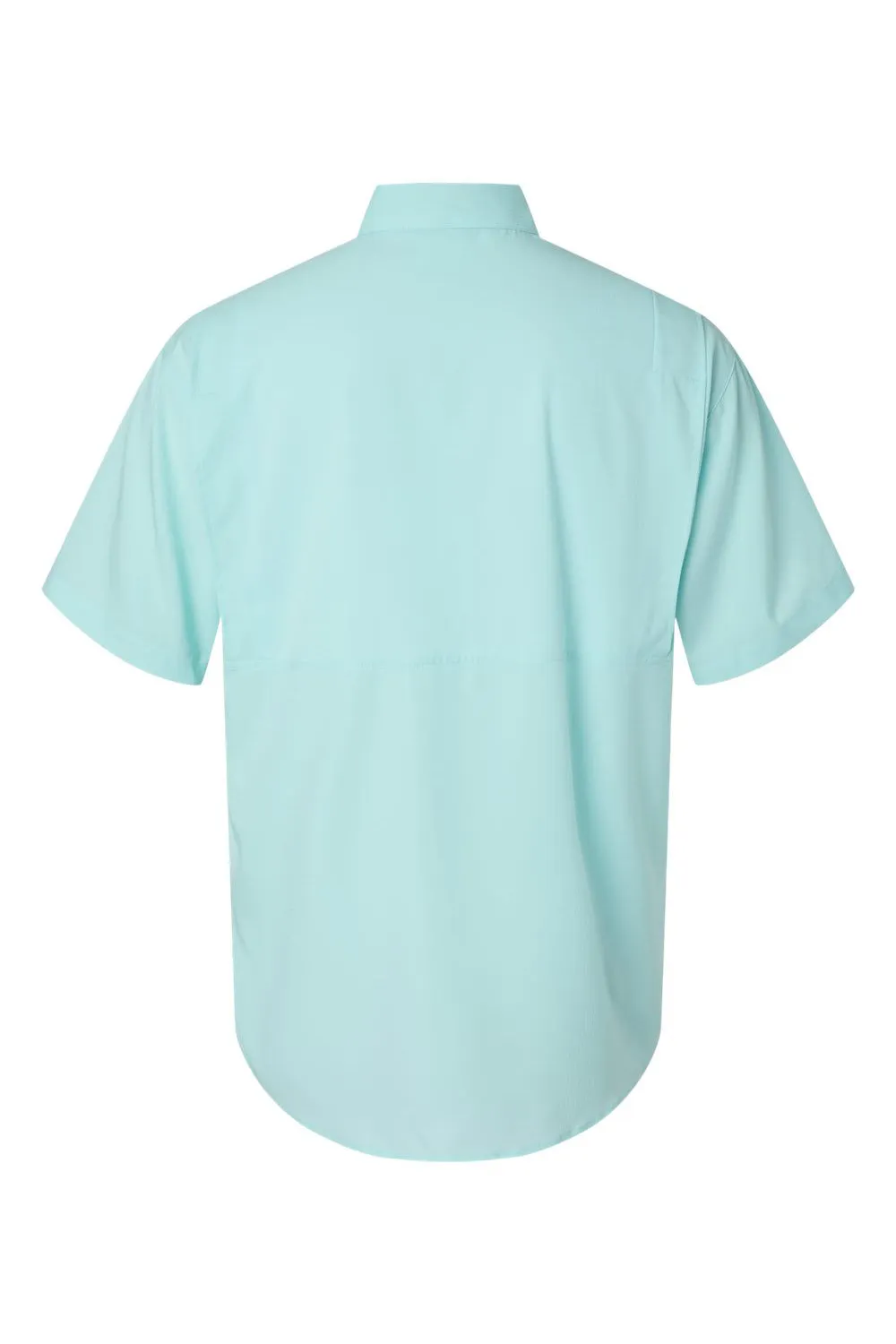 Paragon Mens Hatteras Performance Moisture Wicking Short Sleeve Button Down Shirt w/ Double Pockets - Aqua Blue