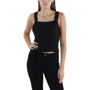 Petites Womens Smocked Square Neck Tank Top